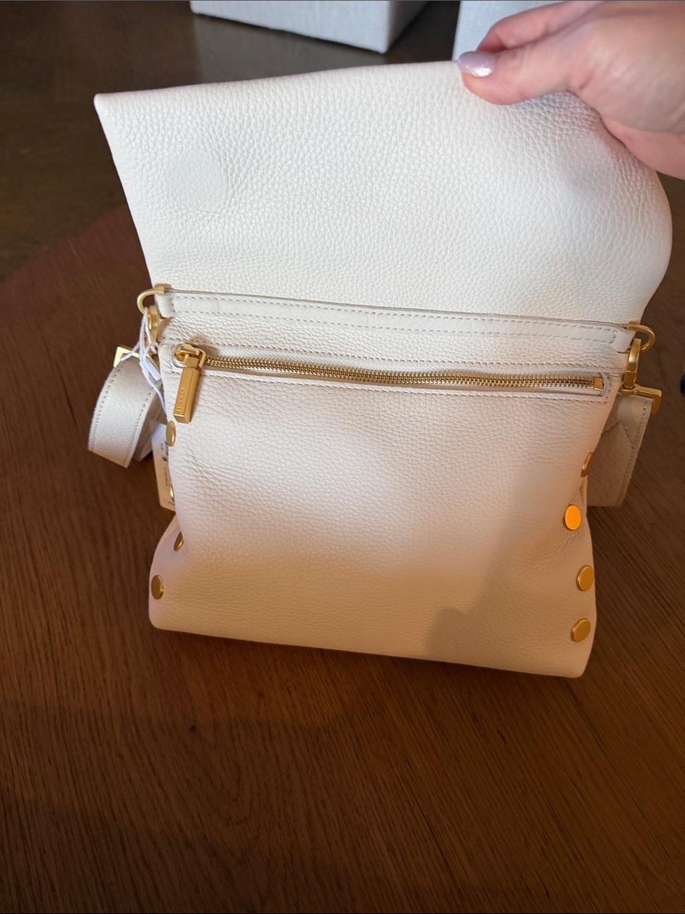 Hammitt White Leather Crossbody with Gold Hardware Accents - Picture 3 of 7